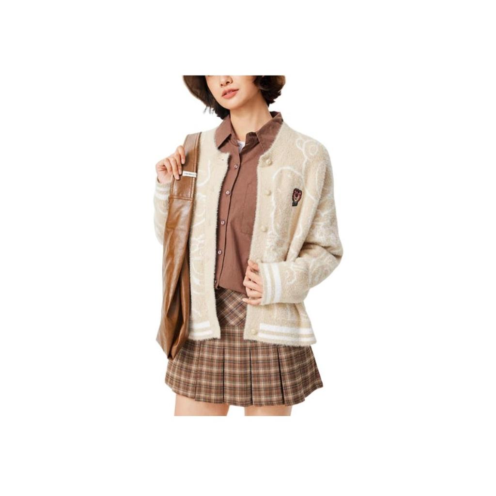 Li Ning × Disney Collaboration Pixar Strawberry Bear Series Cartoon Single-Breasted Comfortable Breathable Loose Long Sleeve Knit Sweater AMBU302-2