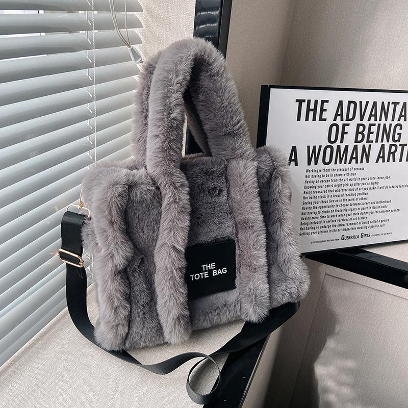 Autumn and Winter New Plush Bag Women's Bag Portable Tote Bag Large Capacity Shoulder Crossbody Hair Bag