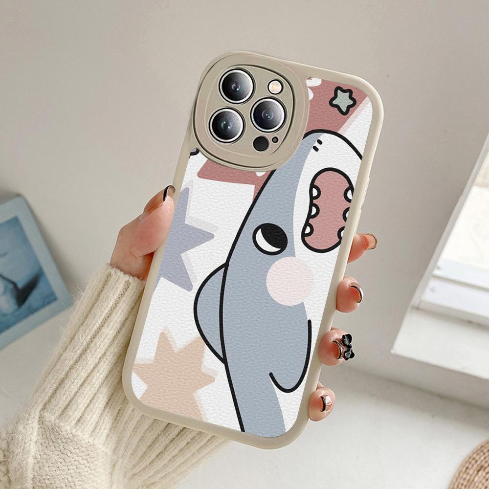 Nové pouzdro na telefon Grinning Shark pro Iphone 14 13 11 12 Pro MAX 13 12 MiNi 7 8 14 plus X XS XR Cartoon Shark Lambskin Covers