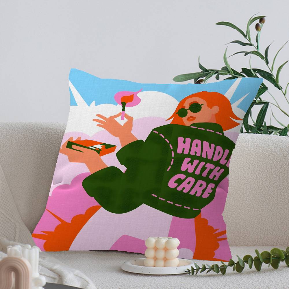 Feminist Fashion Art Pink Girl Cushion Cover Decorative Pillow Sofa Home Decor case pillow cases