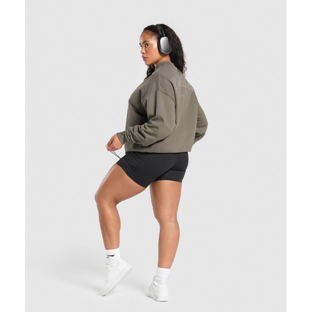 Gymshark Collegiate Sweatshirt Camo Brown B2b1z Nby9