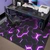 VIKAMA Neon Hexagonal Esports Room Carpet Anti Slip Washable Swivel Chair Floor Mat Wear Resistant and Durable Home Decoration