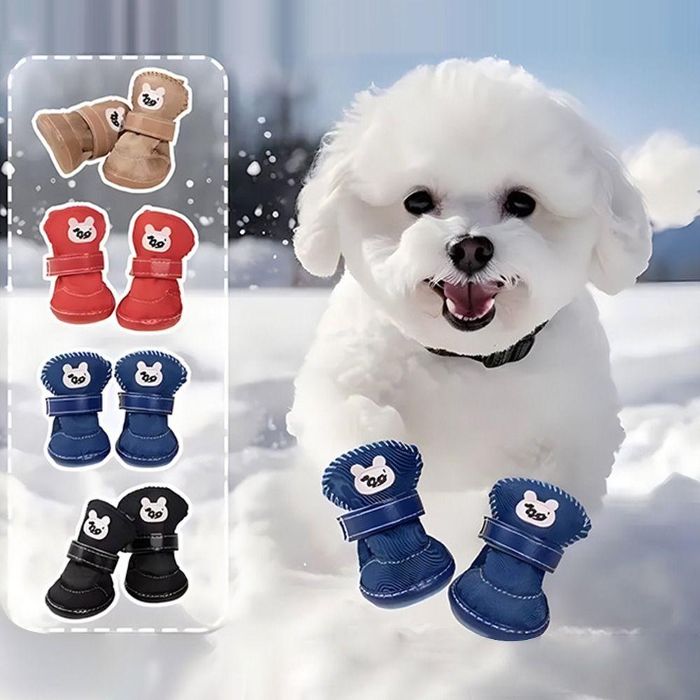Modische Rutschfeste Warme Hundeschuhe Warme Weiche Hundeschneeschuhe Wasserdichte Haustier Katze Schuhe Haustier Hund Katze
