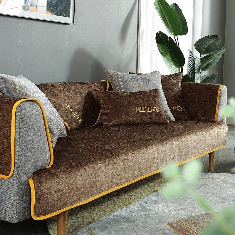 

Mektup nakış Modern kanepe kılıfı düz renk şönil kanepe kılıfı havlu kaymaz kanepe kanepe Чехол 1/2/3/4 колтук и декор 70x70cm 1pcs