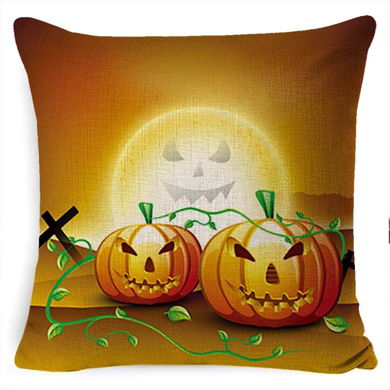 Halloween Pumpkin Horror Series Linen Pillow Cover Car Cushion Pillow