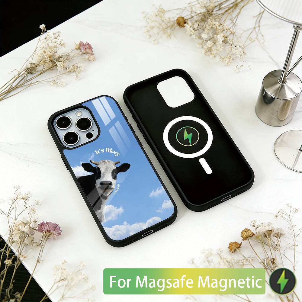 Funny Cute Cows Phone Case For iPhone17,16,15,14,13,12,11 Plus,Pro Magnetic with Magsafe Wireless Charging