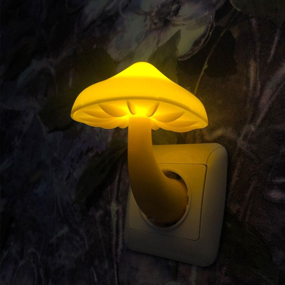 1/3pcs LED Night Light Mushroom Wall Lamp EU Plug Light Control Induction Energy Saving