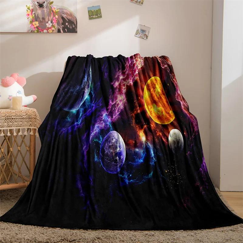 Space Blanket for Boys Kids Girls Fleece Throw Blanket with Galaxy Design for Bed Sofa Couch Soft Blanket Space Room Decor Gift