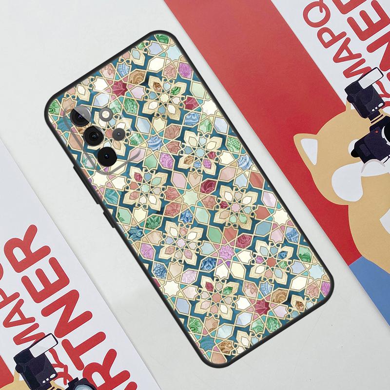 Muted Moroccan Mosaic Tiles Phone Case For Samsung Galaxy A53 A33 A23 A13 A52 A32 A22 A12 A51 A71 A14 A24 A34 A54 A21S