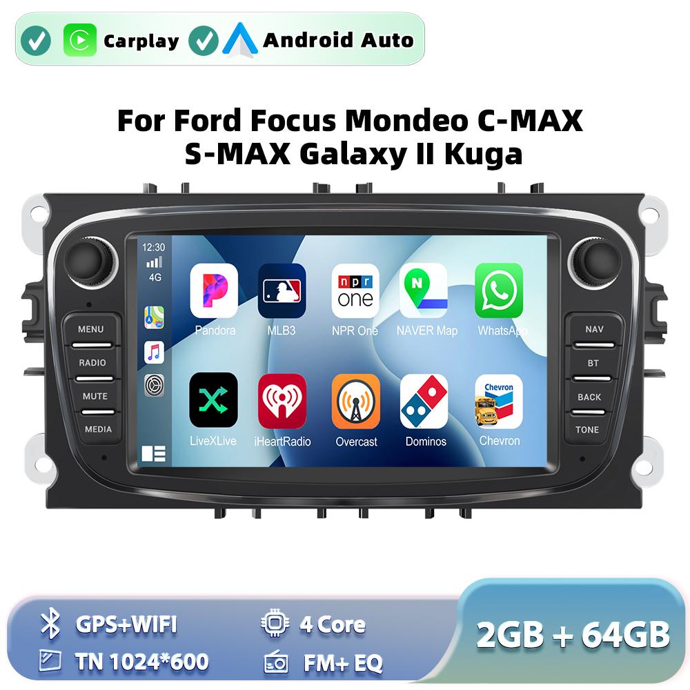 

Podofo 2+64GB Wireless Carplay AndroidAuto Car Radio Car Video Player GPS For Ford Focus Mondeo C-MAx S-MAX Galaxy Il Kuga