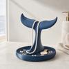 3D Printed Whale Tail Jewelry Organizer, Earring Necklace Display Stand with Ring Tray, Creative Desktop Decor, Elegant Vanity Dresser Accessories