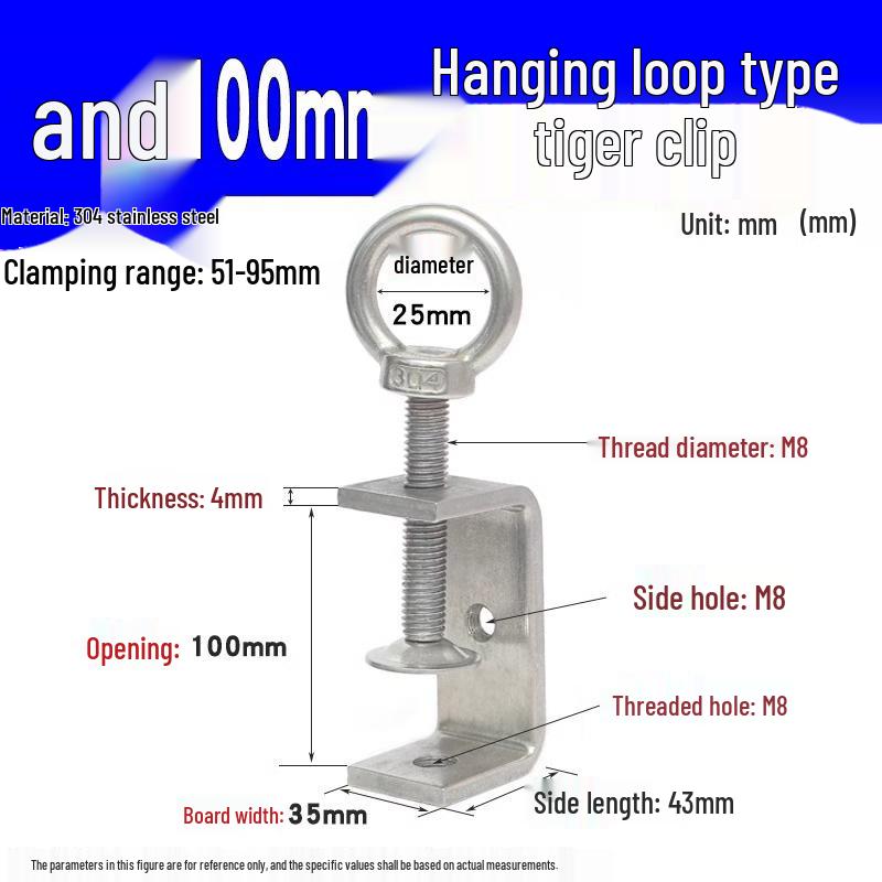 304 Stainless Steel U-Clamp Tiger Clamp with Hand-Tightened Eyebolt