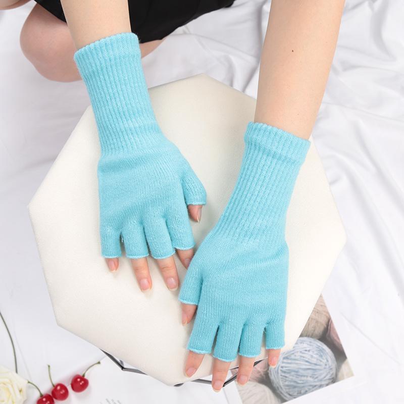 

Длинные перчатки Черные вязаные перчатки без пальцев для мужчин женщин Теплые эластичные модные зимние варежки для улицы Велосипедные аксессуары one size