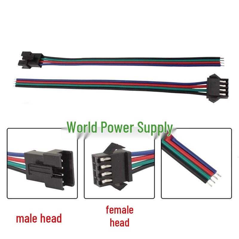 SM4P Terminal Wire: RGB Seven-Color LED Strip with Buckle Aerial Male & Female Plug Connector