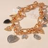 Retro Individualistic Exaggerated Rhinestone Metal Heart Bow Necklace Elegant Necklaces Fashionable Jewelry Accessories Women