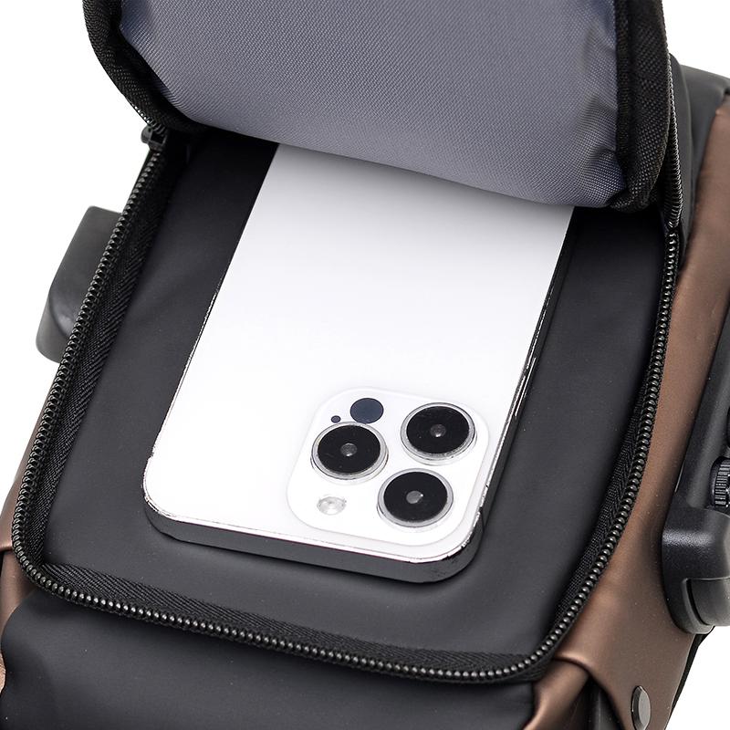 Water-Repellent Chest Bag Men's Crossbody Bag Mobile Phone Bag Commuter Combination Lock Shoulder Bag