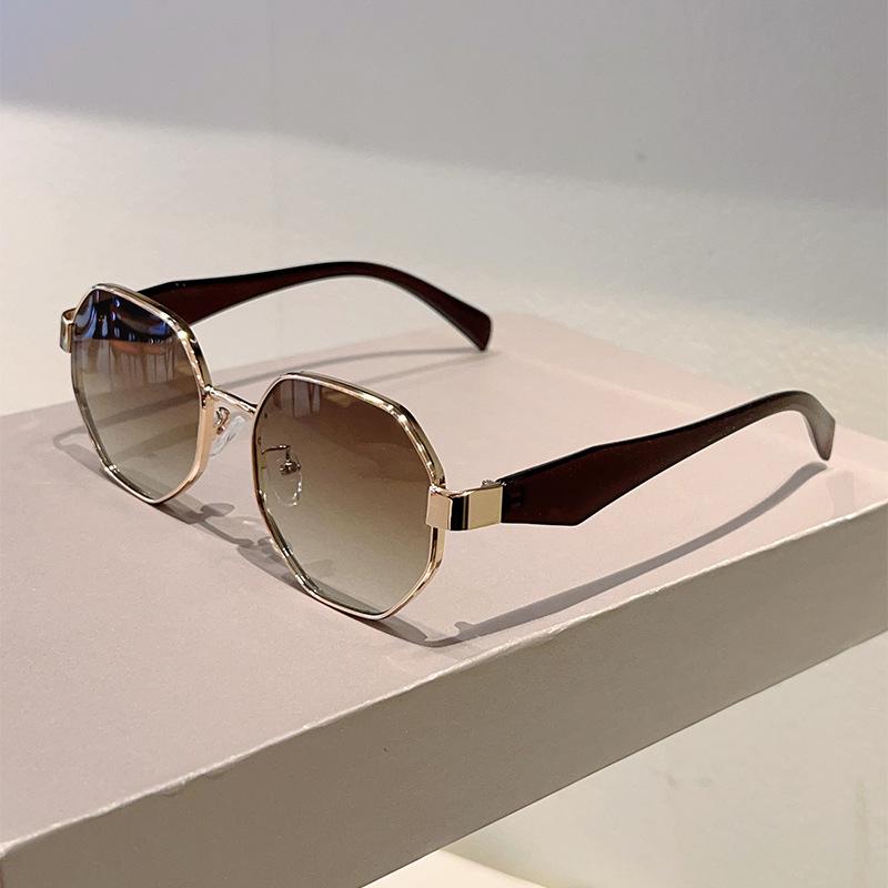 Y2K Polygon Sunglasses Women Men Vintage Steampunk Hip Hop Metal Shades UV400 Luxury Brand Designer