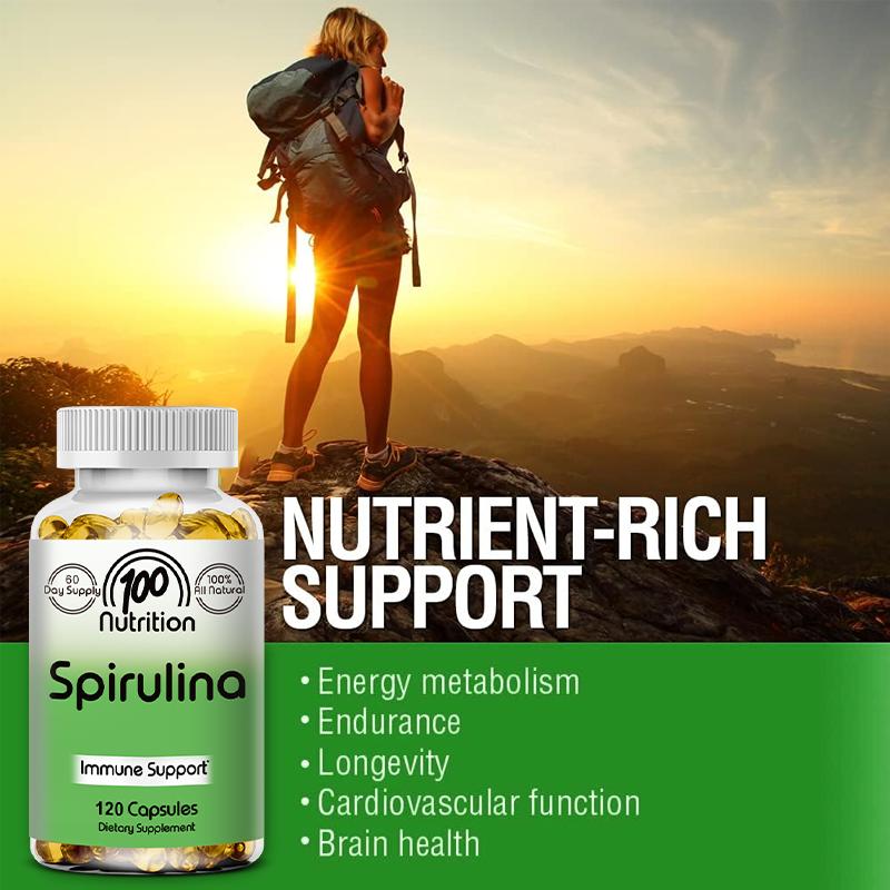 Organic Spirulina 700mg Capsules, Vegan Detoxifying Weight Loss, Immune-Boosting Superfood, 120 Capsules