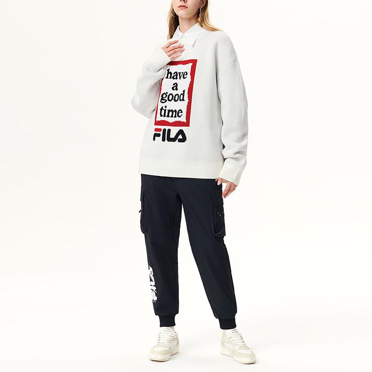 New FILA Have A Good Time Collection Sweaters Unisex Vanilla White F11U149401F-IV