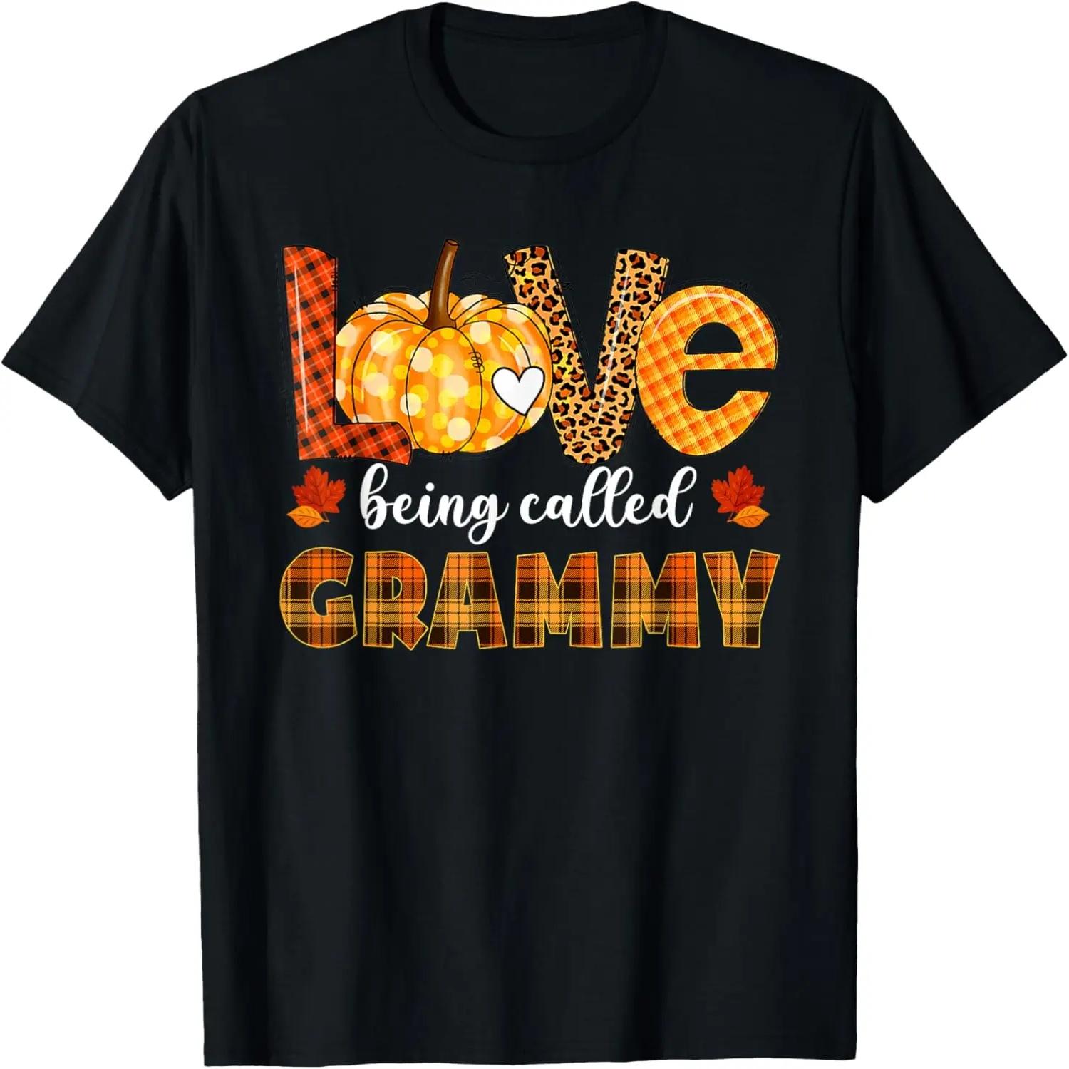 Leopard Pumpkin Love Being Called Grammy Fall Thanksgiving T-Shirt S чёрный
