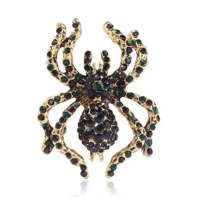 High Quality Crystal Rhinestone Spider Brooches Metal Insect Lapel Pins Badge Vintage Corsage Halloween Party Jewelry Gifts