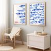 Retro Blue Sardine Canvas Poster Mediterranean Style Sardine Animal Wall Art Prints Ideal Gift for Modern Living Room Home Decor