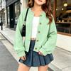 Felpa Cardigan con Bottoni Colorati da Ragazza a Manica Lunga Top Casual