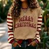 Women's Fashion Long Sleeve Christmas Print Neck Pullover Sweatshirt Top
