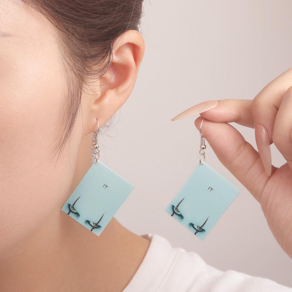 Fully Managed Eco-Friendly Acrylic Earrings, Personalized Halloween Horror-Themed Earrings