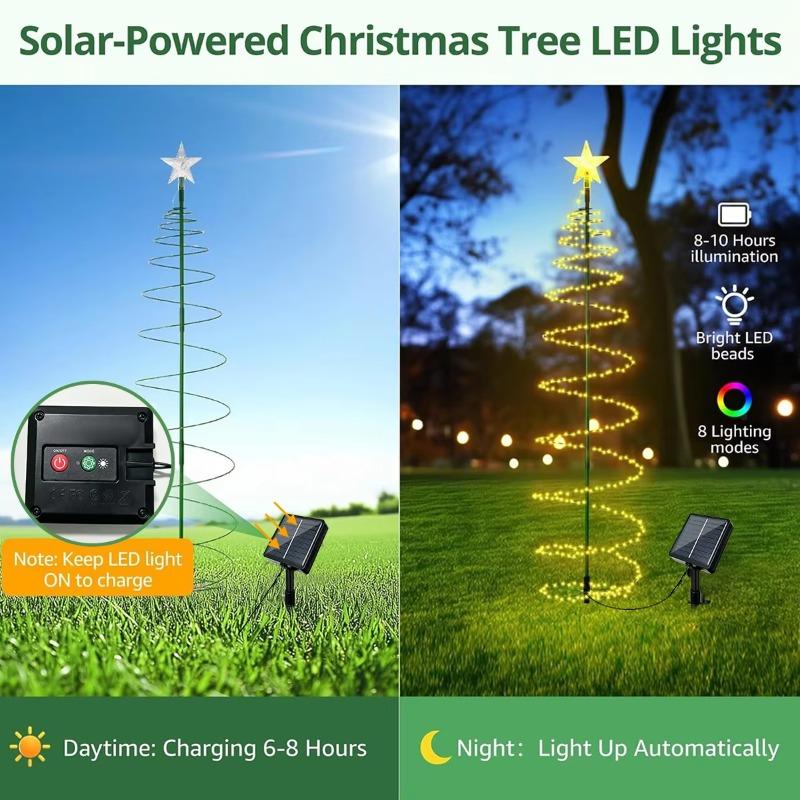 Christmas Tree Garden Decorative Lights Stars LED Solar Ground Light Solar Energy Lamp Coil Shape Sun Lamps