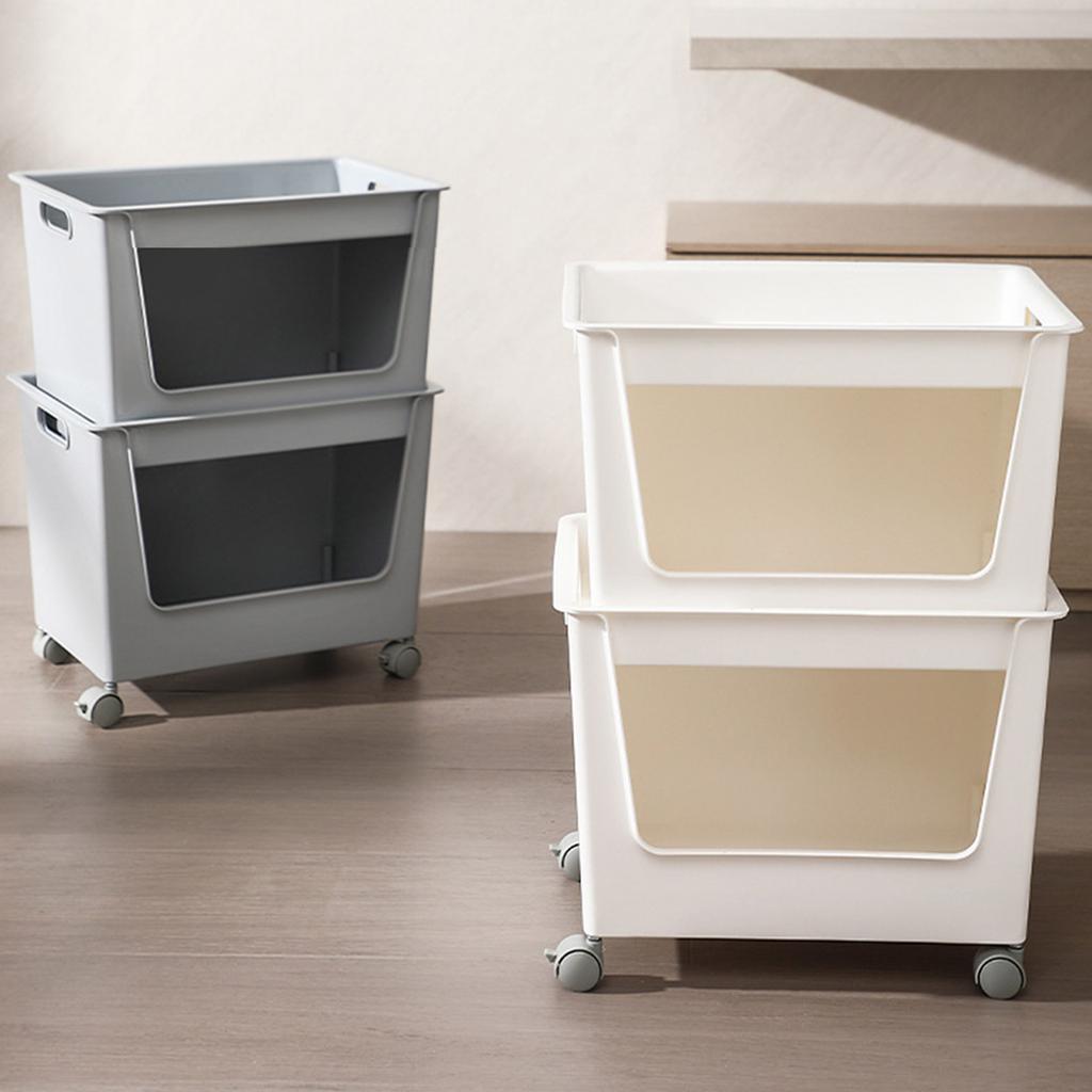 Utrymmesbesparande förvaringskorg med hjul Bärbar förvaringsbehållare Stor rullande förvaringskorg för hushållsorganisation