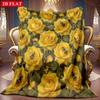 1pc 2D Yellow Rose And Bee Themed Flannel Blanket, Soft HD Digital Print Cooling Blanket All-Season Use! Soft And Breathable 100% Polyester Fiber, Ide