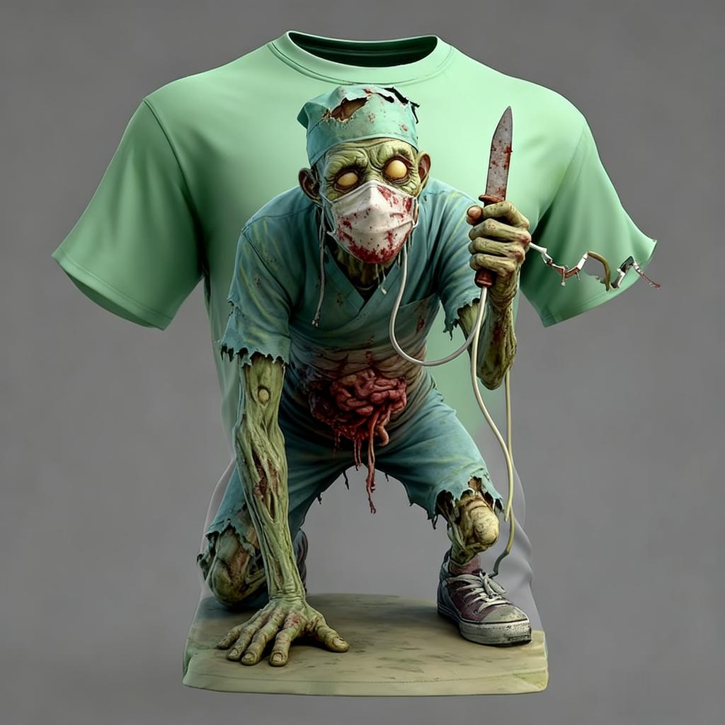 Summer Super Halloween Element Zombie Horror Party Adult Men and Women Comfortable Breathable 3D Printed T-shirt
