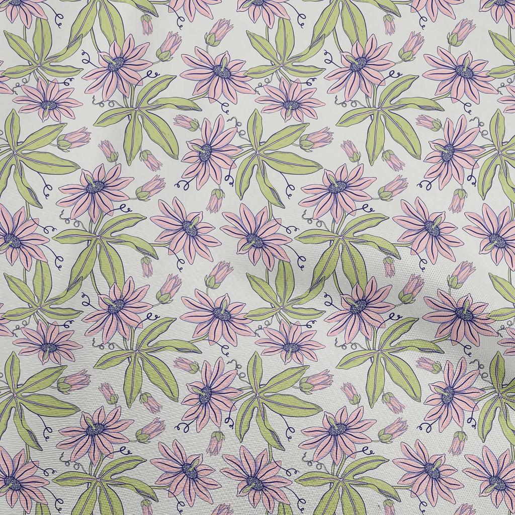 oneOone Cotton Flex Gray Fabric Floral Dress Material Fabric Print Fabric By The Yard 40 Inch