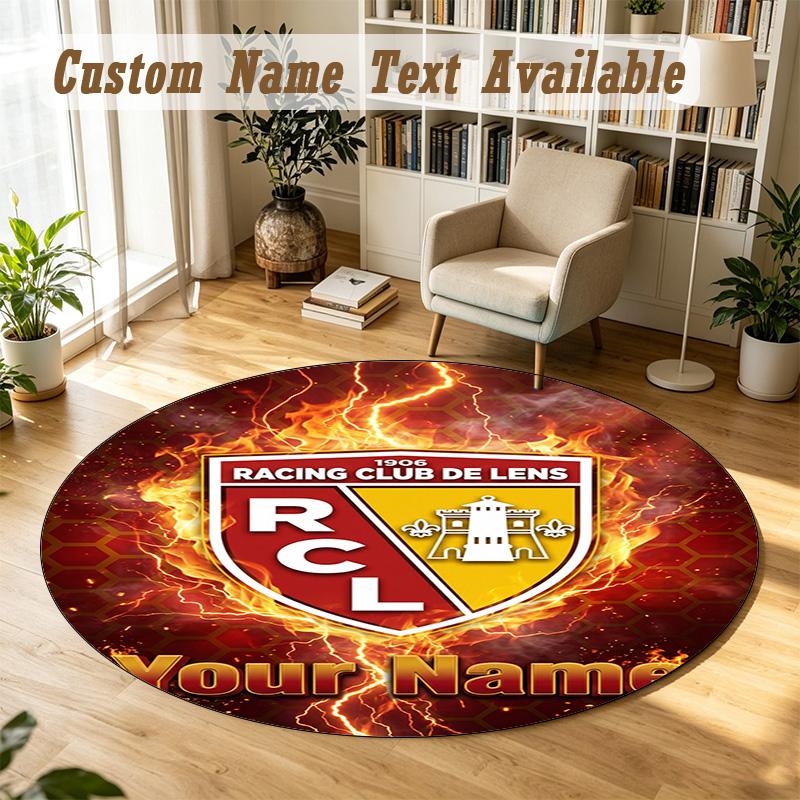 Round Rug Custom Nameracing club de lens Pattern Non Slip Carpet Home Floor Decor