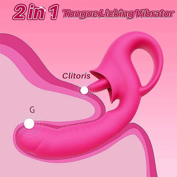 Вибратор для лизания клитора G-Spot, силиконовый стимулятор клитора с дилдо и 10 режимами лизания и вибрации, мультистимуляция, женские секс-игрушки