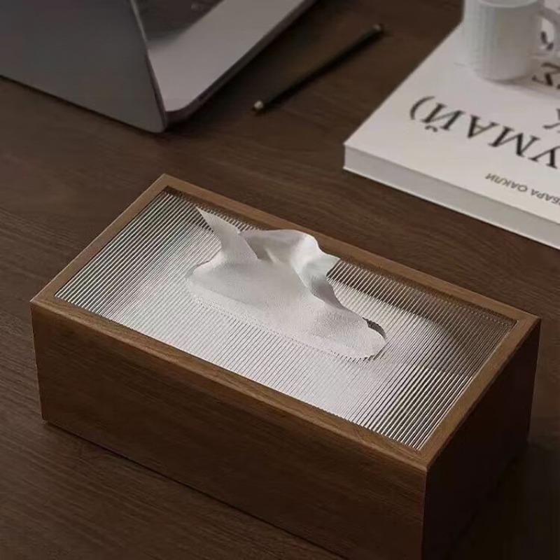 Caixa de Lenços de Madeira de Nogueira Preta Premium - Elegante Porta-Papel Toalha de Mesa, Caixa de Guardanapos Multiuso para Uso em Hotéis e Residências