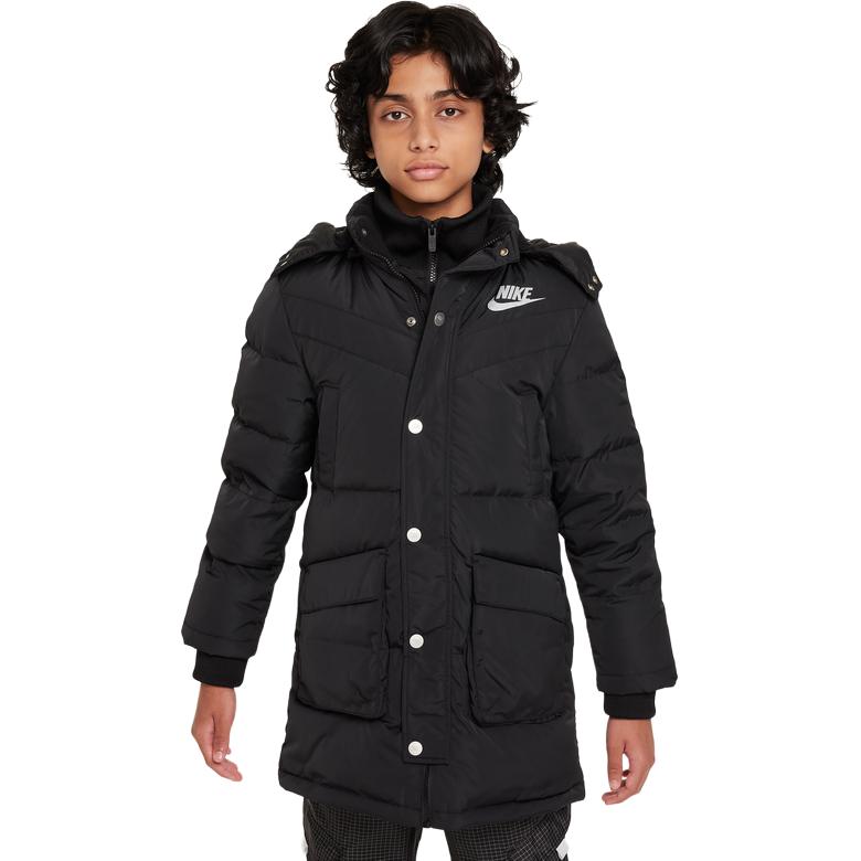 Nike Down Jacket Kids Solid Color Hooded Casual Kids Jackets Black DR5582-010