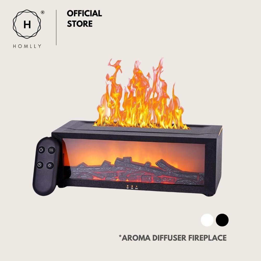 HOMLLY 3D Flammen Kamin Aroma Luftbefeuchter Diffusor mit Fernbedienung (150ml)