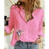 Spring and Autumn Ya Ma Xun, Women's Casual Loose Long Sleeve Linen Shirt Large Size Women's Clothing