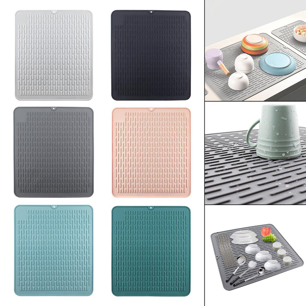 Silicone Dish & Utensil Draining Board Dish Drying Mat Drain Pad
