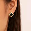 Versatile Geometric Stud Earrings: Stainless Steel, Black Agate, and Turquoise