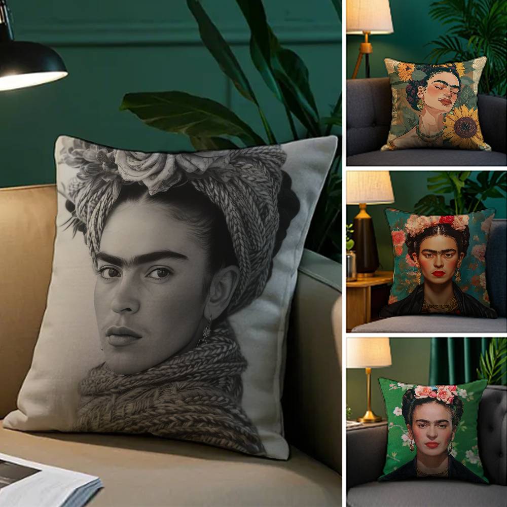 Modern Art Works Frida Kahlo-Beautiful Pillow Case Comfort Sofa Bed Silky Elegant Invisible Zipper Decorative Cushion Cover