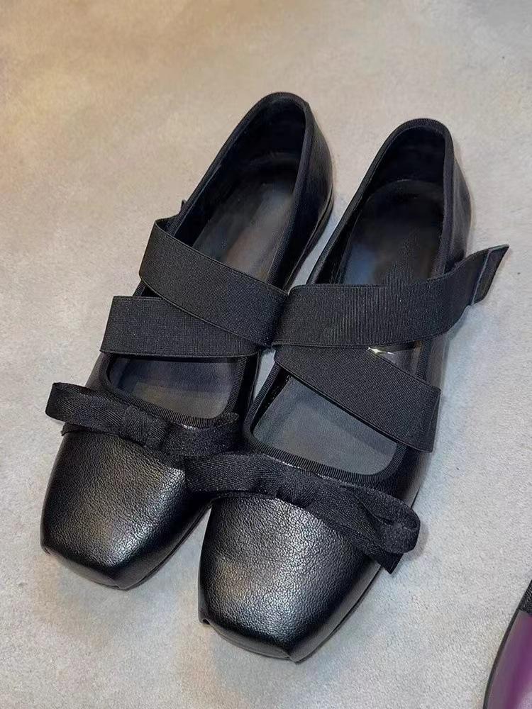 

Sheepskin version~ Ballet style leather bow Mary Jane single shoes women s silver platform small leather shoes ballet shoes ladyshoes 40