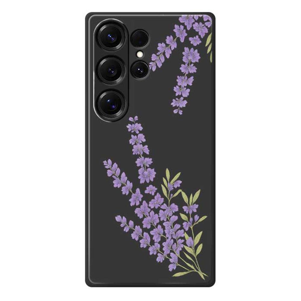 

For Samsung Galaxy S25 Ultra Case Lavender Pattern Printing Straight Edge TPU Phone Back Cover Black