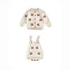 Frühling/Herbst 2025 Baby Kirsche Strick Strampler Set - Niedliches Baumwoll Latzhose Bubble Outfit
