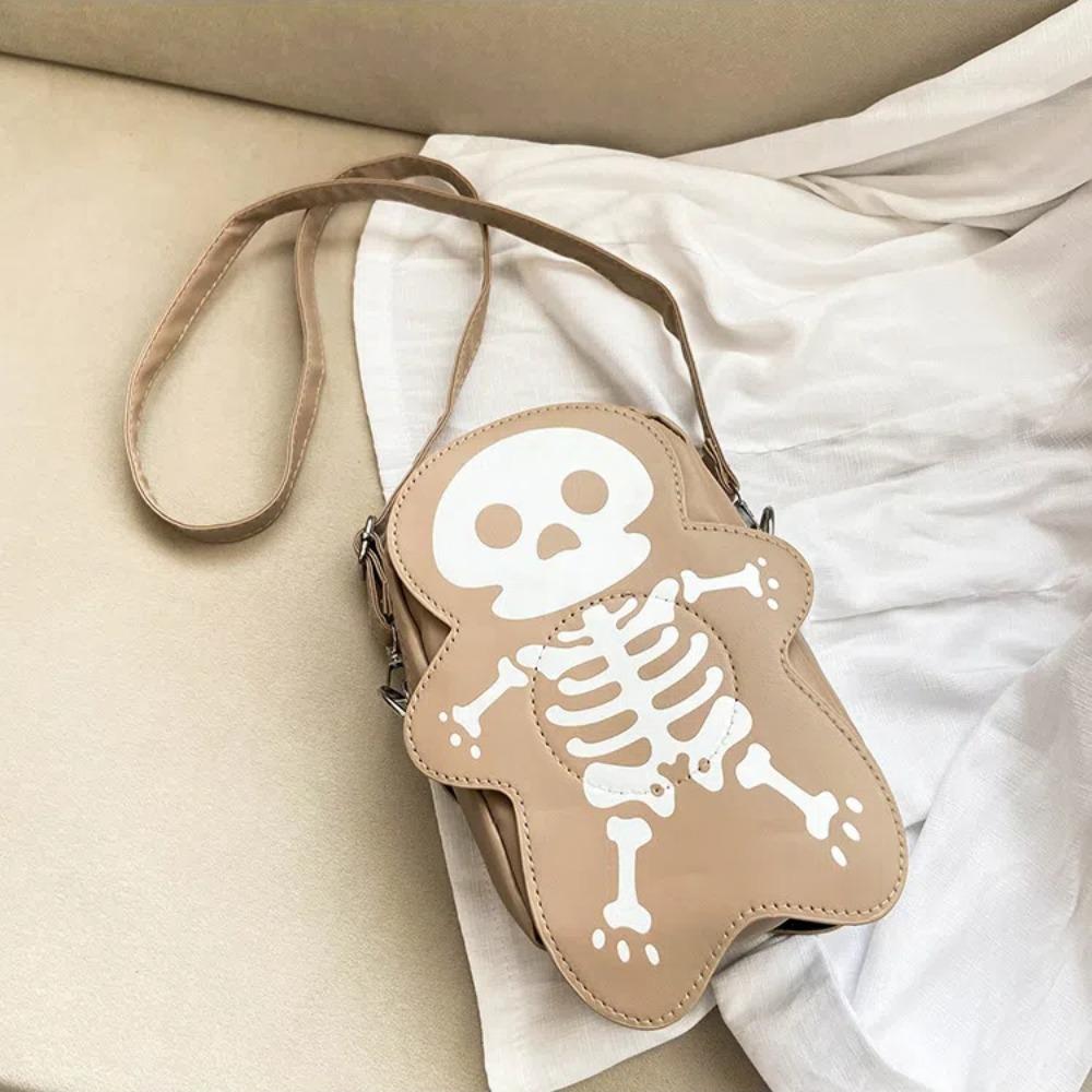 3D Skeleton Shoulder Bag PU Leather Cute Ghost Purse Creative Halloween Crossbody Bag  Party