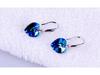 Korean Ocean Heart Blue Crystal S925 Silver Women's Earrings