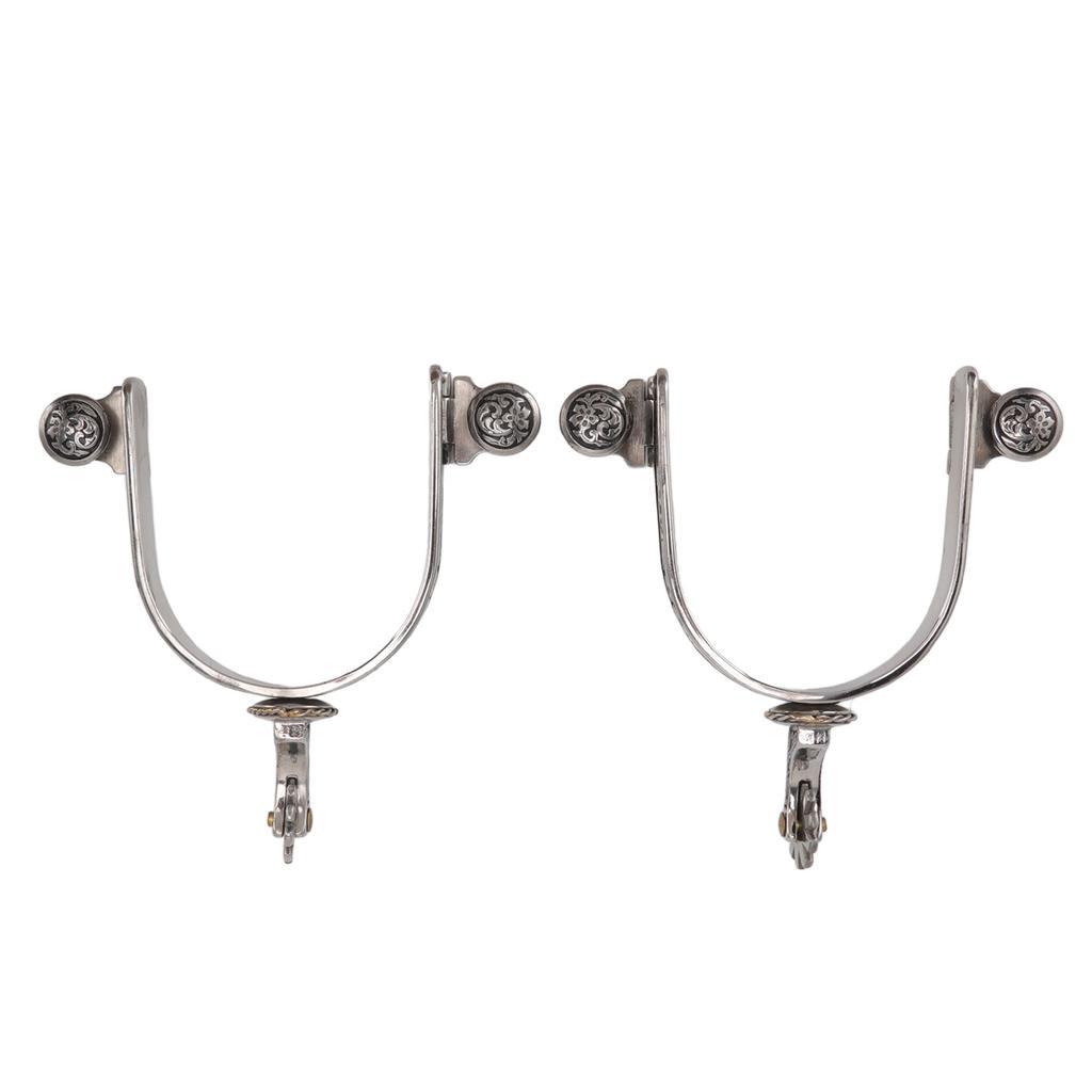 One Pair Boot Spurs Stainless Steel Vintage Leaf Patterned Western Cowboy Spurs for Outdoor