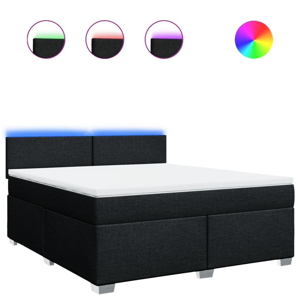 Box Spring Bed with Mattress Black 180 x 200 cm Fabric